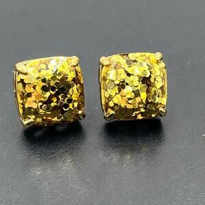 KATE SPADE New York Gold Glitter Crystal Small Square Prong Set Stud Earrings‎